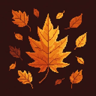 Autumn Leaves Orange Gold Pixel Geometric PFP