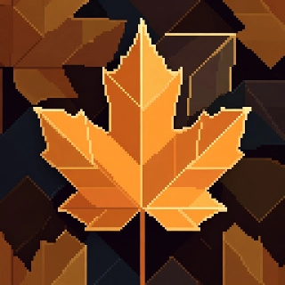 Minimalist Geometric Autumn Leaves Pixel Art