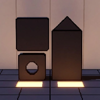 Minimalist geometric shapes PFP with black forms and warm glows, conveying a sleek professional vibe for modern profiles