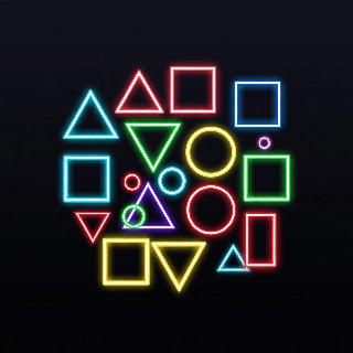 Neon Glowing Geometric Shapes Line Art