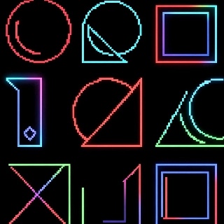 Neon Glowing Geometric Shapes Line Art