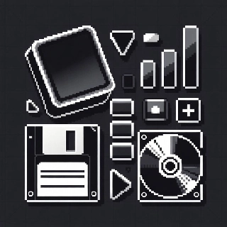 Retro Pixel Art Computer Icons Geometric Aesthetic