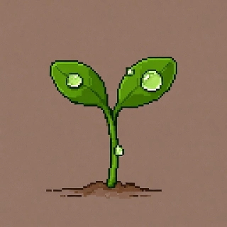 Green Sprout Morning Dew Pixel Line Art