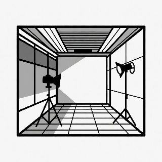 Minimalist Line Art Studio Interior