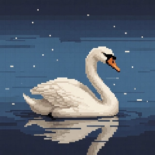 Minimalist Line Art White Swan on Calm Lake