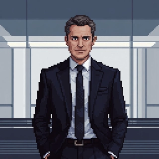 Modern Executive in Sharp Suit Line Art