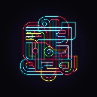 Neon Line Art Abstract Face Glow