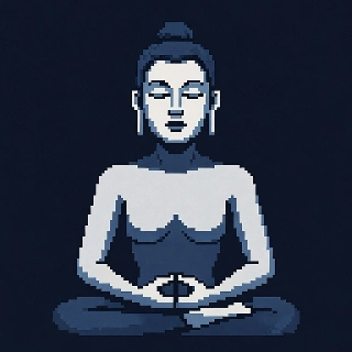 Peaceful Meditating Buddha in Minimalist Pixel Line Art