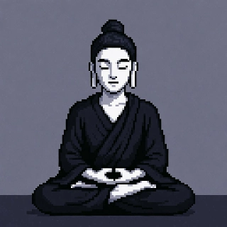 Peaceful Meditating Buddha Line Art Portrait