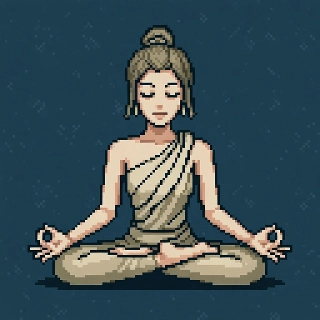 Peaceful Meditation Woman Pixel Line Art