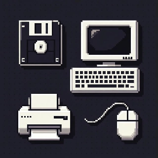 Retro 95 Computer Icons Pixel Line Art