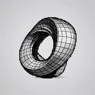 Twisted 3D Abstract Metallic Sculpture Line Art