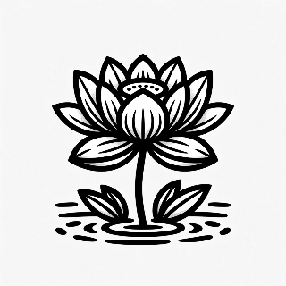Zen Lotus Flower Line Art Pond