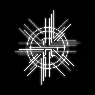 Glowing Neon Line Art Cross on Black