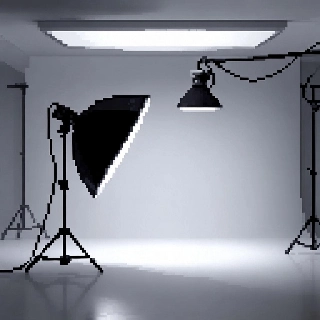 Minimalist Monochrome Studio Setup Pixel Art