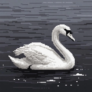 Minimalist Pixel Art White Swan Calm Lake