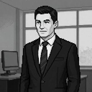 Modern Executive in Sharp Suit Pixel Art