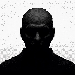 Mystery Silhouette Face in Shadow Pixel Art