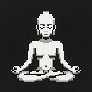 Peaceful Meditation Pixel Art Monk Closed Eyes