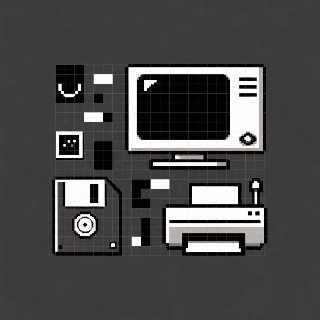 Retro Computer Icons Pixel Art Monochrome PFP