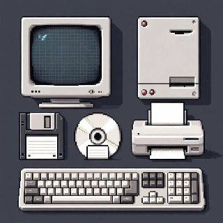 Retro Computer Icons95 Pixel Art Monochrome