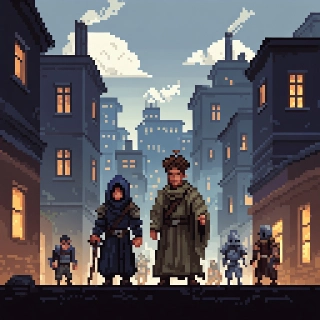 16-Bit JRPG City Cinematic Pixel Art Duo