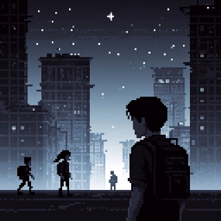 16-Bit JRPG City Wanderers Cinematic Pixel Art