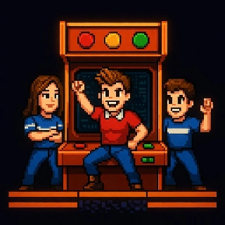 Arcade Machine Glow 8-Bit Trio Pixel Art