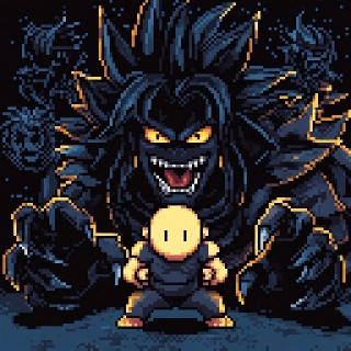 Brave Pixel Fighter Vs Giant Shadow Monster