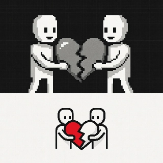 Broken Pixel Heart Split by 8-Bit Lovers