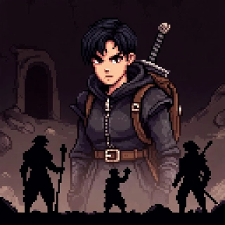 Dark Pixel Dungeon Crawler Hero 8-Bit PFP