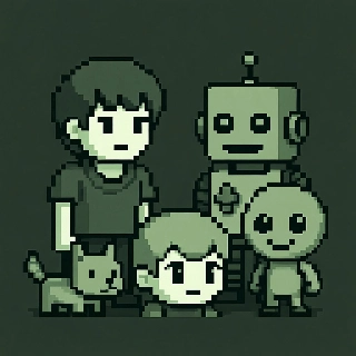 GameBoy Green Pixel Family Retro Portrait