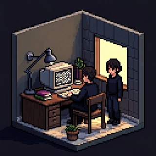 Isometric Pixel Art Cozy Lo-Fi Room Character