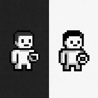 Pixel Art Meme Character Dual Black White Smile