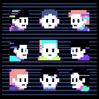 Retro 8-Bit Character with VHS Glitch Effect