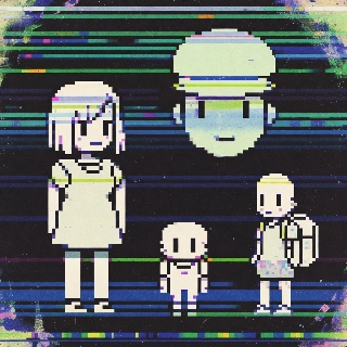 Retro 8-Bit Family VHS Glitch Portrait