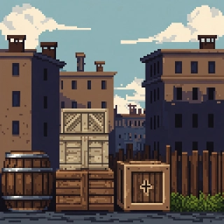 16-Bit JRPG City Pixel Art Scene