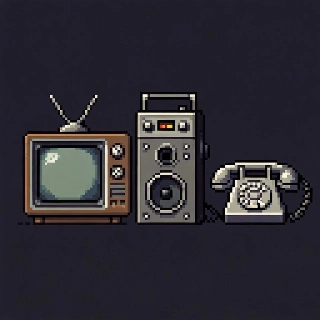 90s Retro Pixel Art TV Boombox Phone