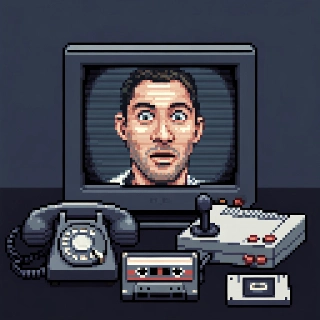 Bit Crushed Shocked Portrait Retro Pixel TV