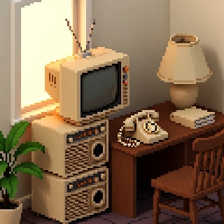 Isometric Pixel Cozy Lo-Fi Room Vibe