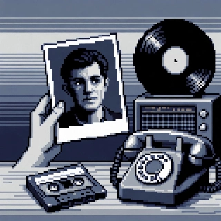 Nostalgic Pixel Hand Holding Retro Photo Portrait
