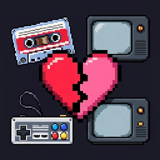 Pixel Heart Split 8-Bit Retro Love PFP