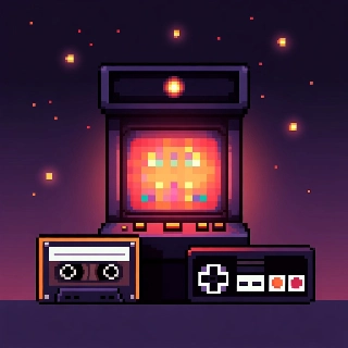 Retro Arcade Machine Pixel Art Glow