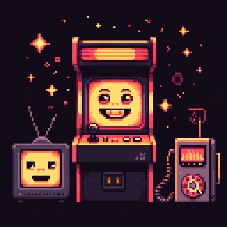 Retro Pixel Arcade Machine Neon Glow
