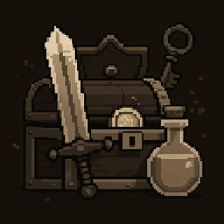 Retro Pixel Dungeon Crawler Treasure Chest Sword