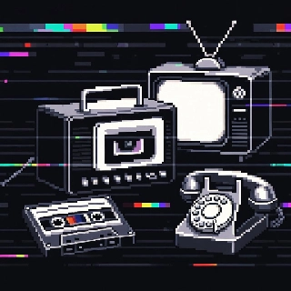 Retro VHS Glitch Tape TV Pixel Art
