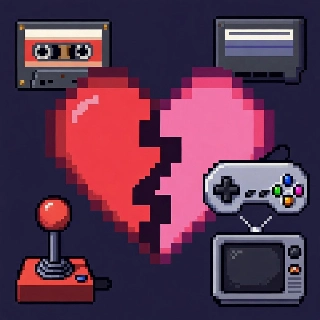 Split Pixel Heart 8-Bit Retro Love Icons