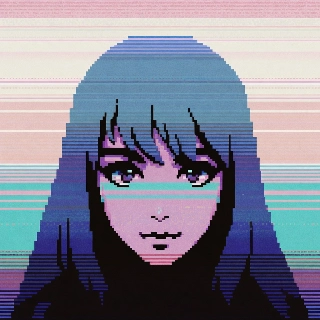 Bit Crushed Vaporwave Pixel Portrait Girl