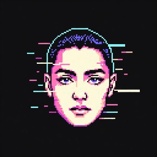 Bit Crushed Vaporwave Pixel Portrait