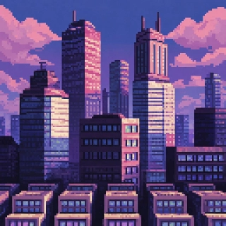 Vaporwave 16-Bit JRPG City Pixel Art